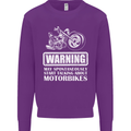Start Talking About Motorbikes Funny Biker Mens Sweatshirt Jumper Purple