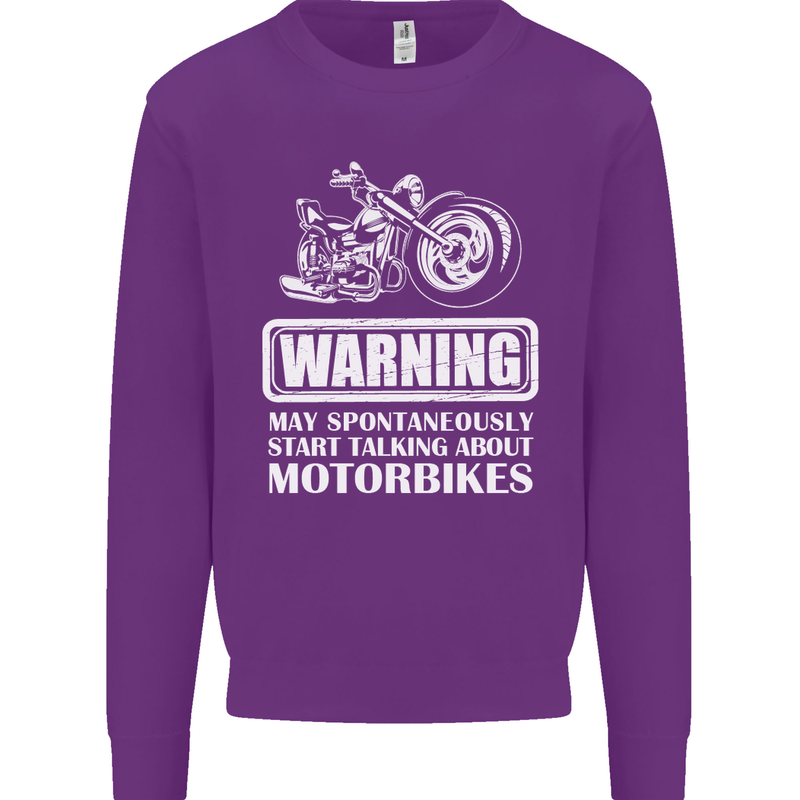 Start Talking About Motorbikes Funny Biker Mens Sweatshirt Jumper Purple