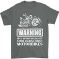 Start Talking About Motorbikes Funny Biker Mens T-Shirt Cotton Gildan Charcoal