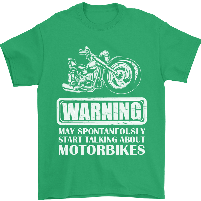 Start Talking About Motorbikes Funny Biker Mens T-Shirt Cotton Gildan Irish Green