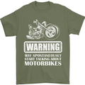 Start Talking About Motorbikes Funny Biker Mens T-Shirt Cotton Gildan Military Green