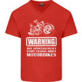 Start Talking About Motorbikes Funny Biker Mens V-Neck Cotton T-Shirt Red