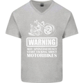 Start Talking About Motorbikes Funny Biker Mens V-Neck Cotton T-Shirt Sports Grey