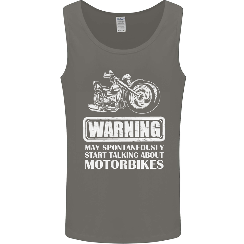 Start Talking About Motorbikes Funny Biker Mens Vest Tank Top Charcoal