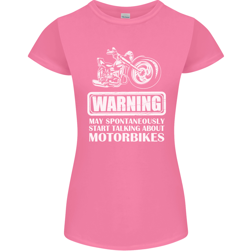Start Talking About Motorbikes Funny Biker Womens Petite Cut T-Shirt Azalea