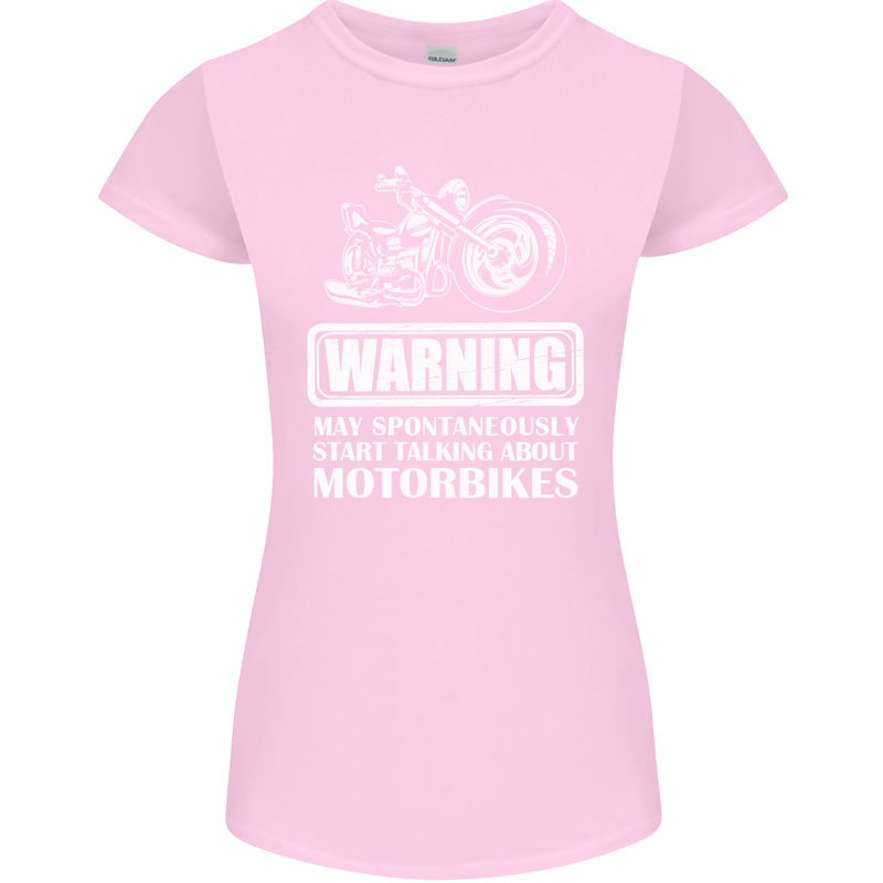 Start Talking About Motorbikes Funny Biker Womens Petite Cut T-Shirt Light Pink