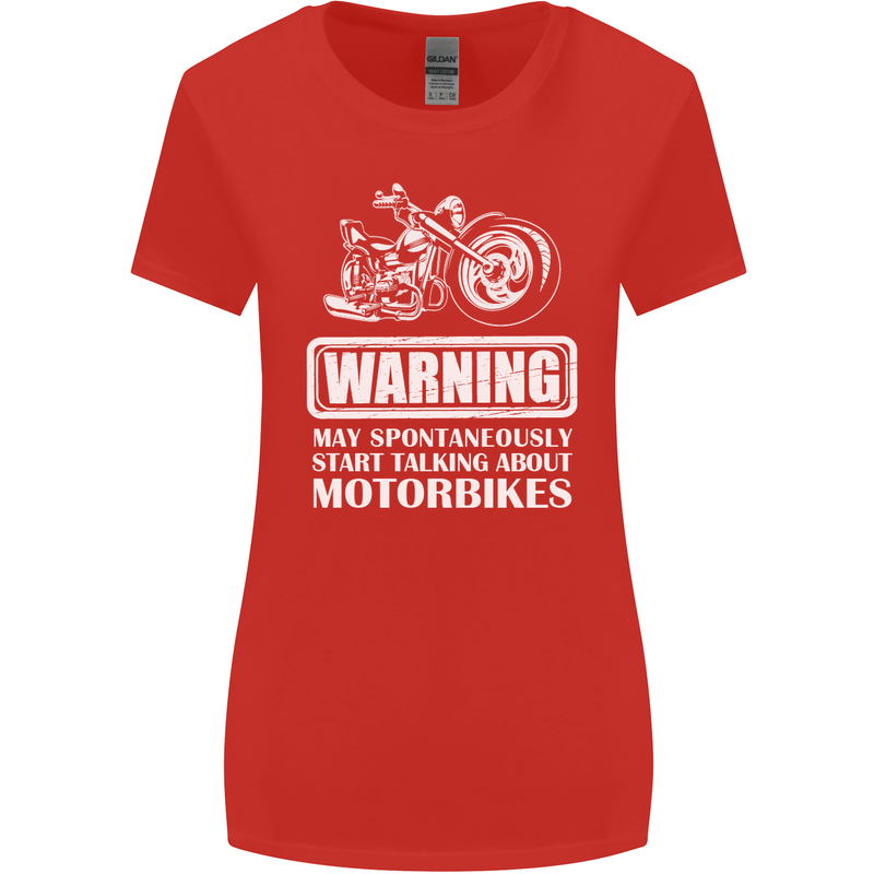 Start Talking About Motorbikes Funny Biker Womens Wider Cut T-Shirt Red