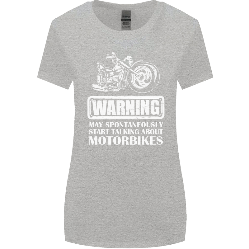 Start Talking About Motorbikes Funny Biker Womens Wider Cut T-Shirt Sports Grey