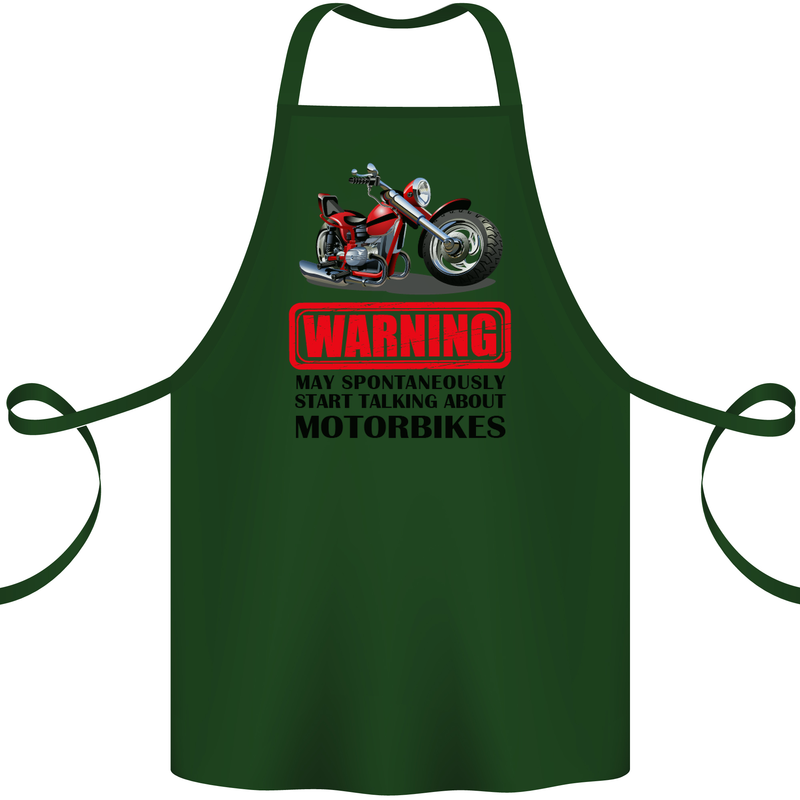 Start Talking About Motorbikes Motorcycle Cotton Apron 100% Organic Forest Green
