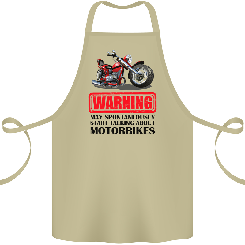 Start Talking About Motorbikes Motorcycle Cotton Apron 100% Organic Khaki