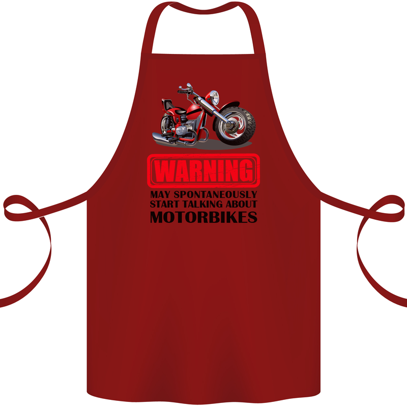 Start Talking About Motorbikes Motorcycle Cotton Apron 100% Organic Maroon