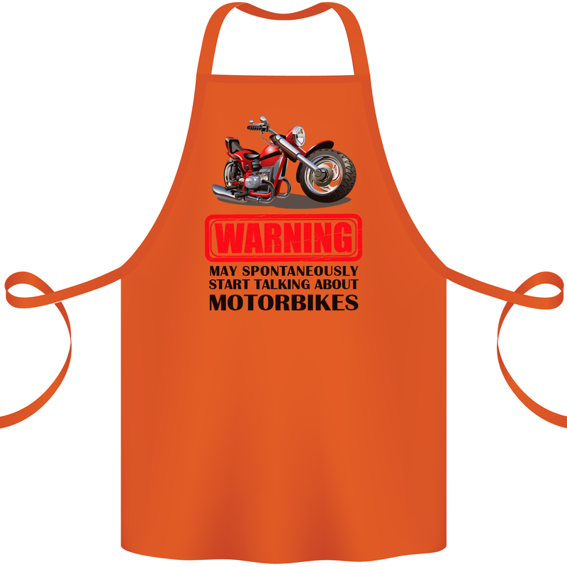 Start Talking About Motorbikes Motorcycle Cotton Apron 100% Organic Orange