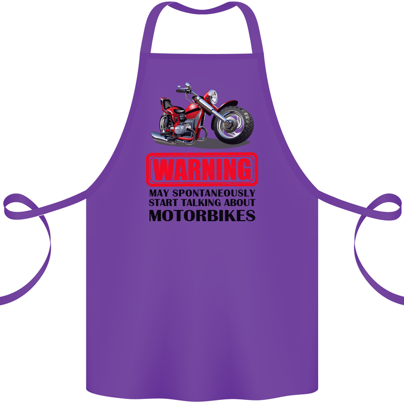 Start Talking About Motorbikes Motorcycle Cotton Apron 100% Organic Purple