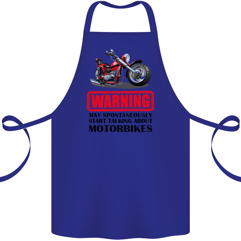 Start Talking About Motorbikes Motorcycle Cotton Apron 100% Organic Royal Blue