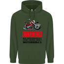 Start Talking About Motorbikes Motorcycle Mens 80% Cotton Hoodie Forest Green