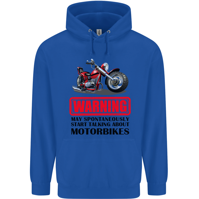 Start Talking About Motorbikes Motorcycle Mens 80% Cotton Hoodie Royal Blue