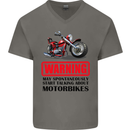 Start Talking About Motorbikes Motorcycle Mens V-Neck Cotton T-Shirt Charcoal