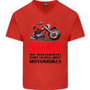 Start Talking About Motorbikes Motorcycle Mens V-Neck Cotton T-Shirt Red