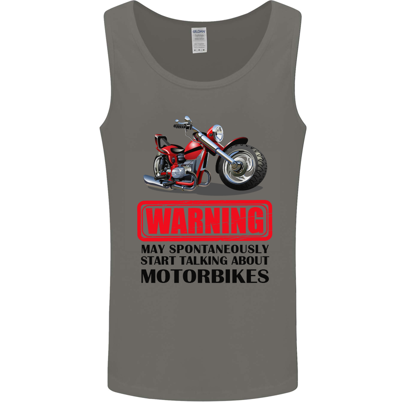 Start Talking About Motorbikes Motorcycle Mens Vest Tank Top Charcoal