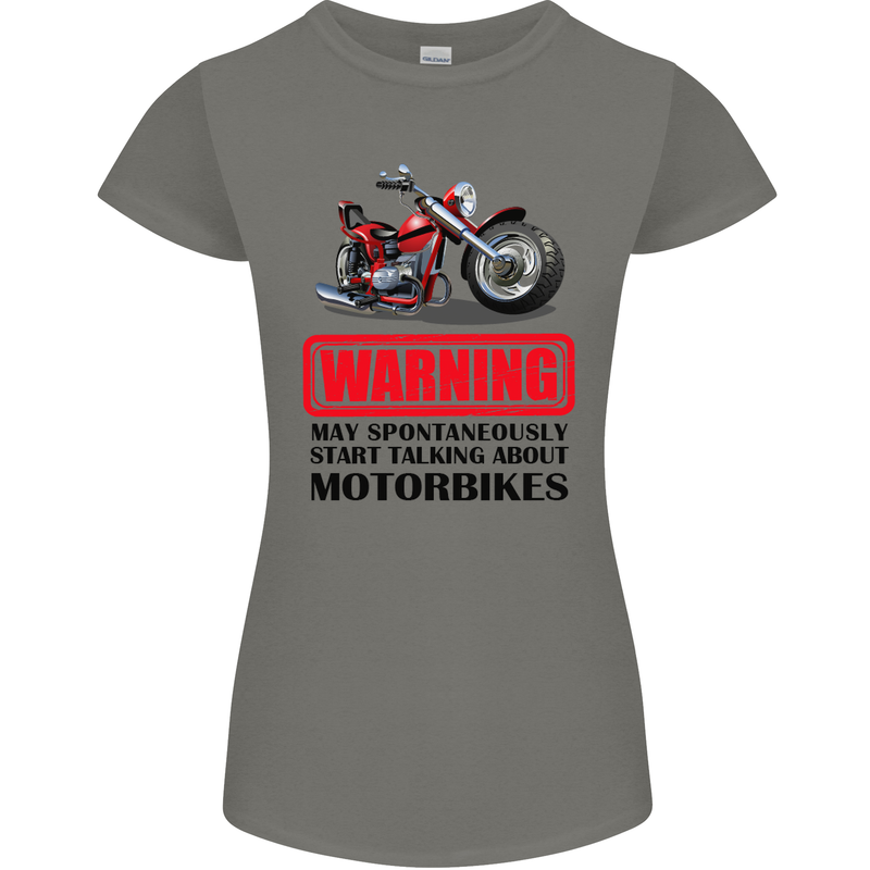 Start Talking About Motorbikes Motorcycle Womens Petite Cut T-Shirt Charcoal