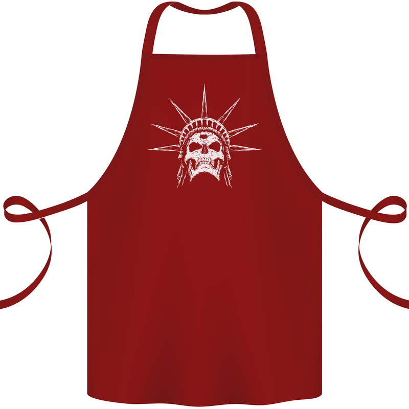 Statue of Liberty Skull USA Gothic Biker Cotton Apron 100% Organic Maroon