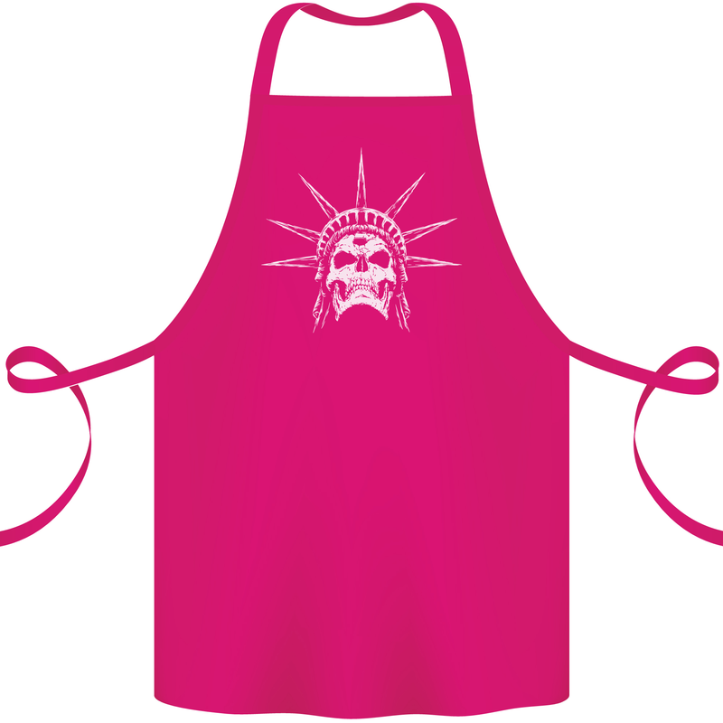 Statue of Liberty Skull USA Gothic Biker Cotton Apron 100% Organic Pink