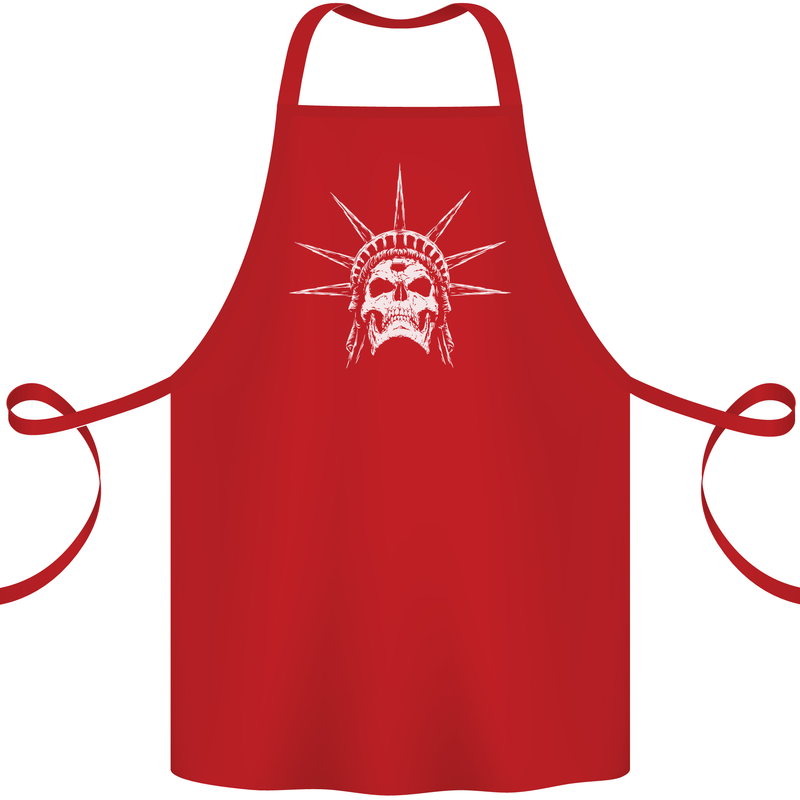 Statue of Liberty Skull USA Gothic Biker Cotton Apron 100% Organic Red