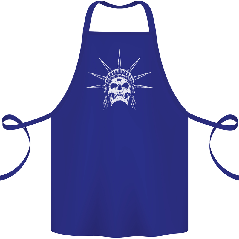 Statue of Liberty Skull USA Gothic Biker Cotton Apron 100% Organic Royal Blue