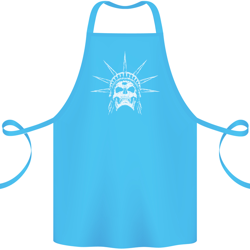 Statue of Liberty Skull USA Gothic Biker Cotton Apron 100% Organic Turquoise