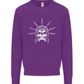 Statue of Liberty Skull USA Gothic Biker Kids Sweatshirt Jumper Purple