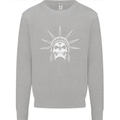 Statue of Liberty Skull USA Gothic Biker Kids Sweatshirt Jumper Sports Grey