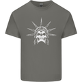 Statue of Liberty Skull USA Gothic Biker Kids T-Shirt Childrens Charcoal