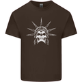 Statue of Liberty Skull USA Gothic Biker Kids T-Shirt Childrens Chocolate