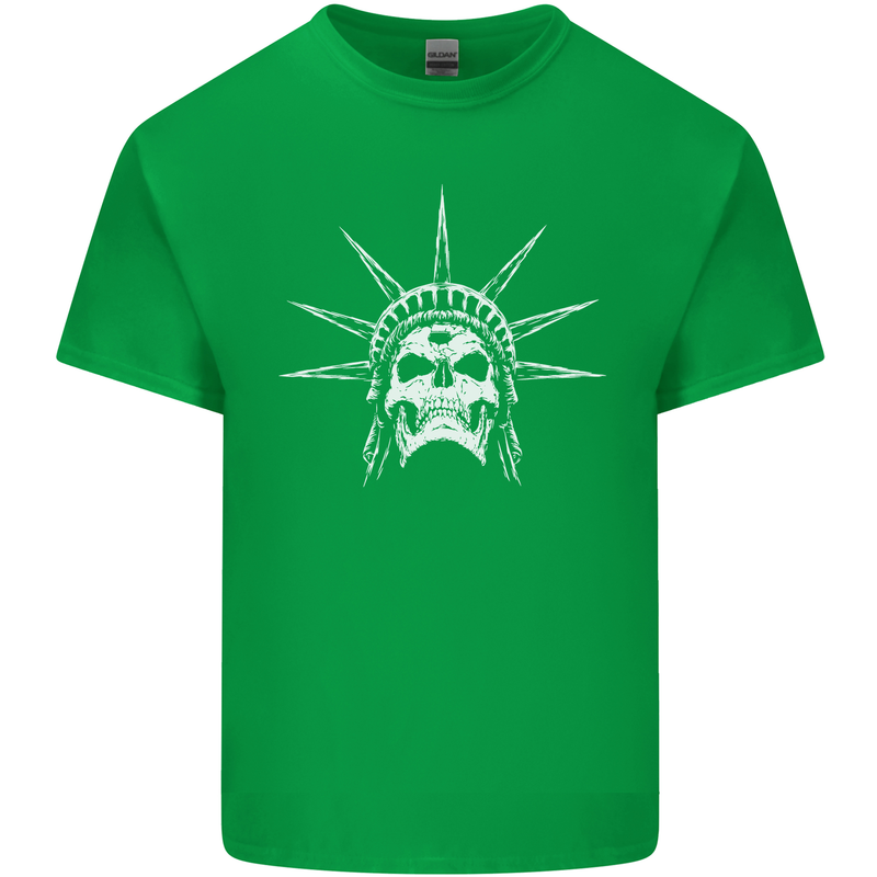 Statue of Liberty Skull USA Gothic Biker Kids T-Shirt Childrens Irish Green