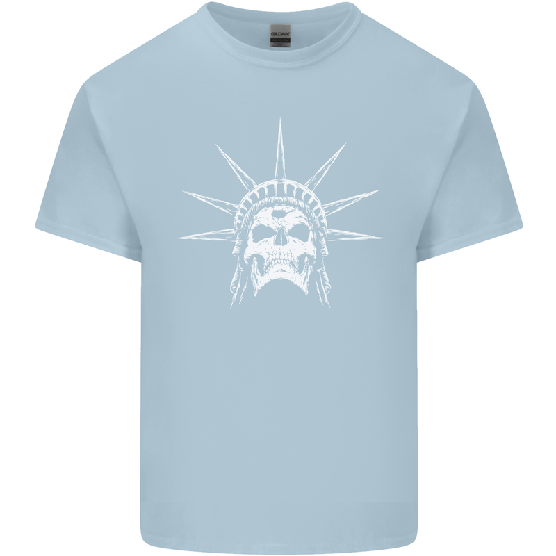 Statue of Liberty Skull USA Gothic Biker Kids T-Shirt Childrens Light Blue