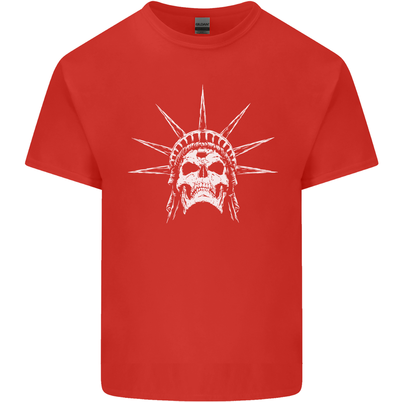 Statue of Liberty Skull USA Gothic Biker Kids T-Shirt Childrens Red
