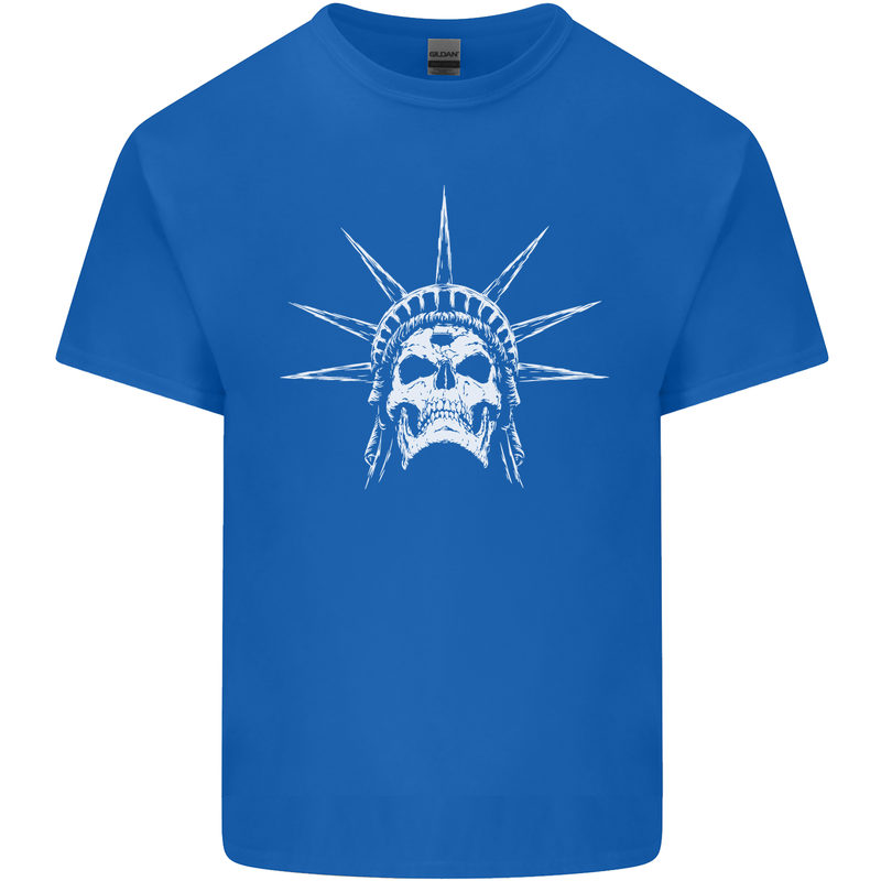 Statue of Liberty Skull USA Gothic Biker Kids T-Shirt Childrens Royal Blue
