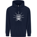 Statue of Liberty Skull USA Gothic Biker Mens 80% Cotton Hoodie Navy Blue