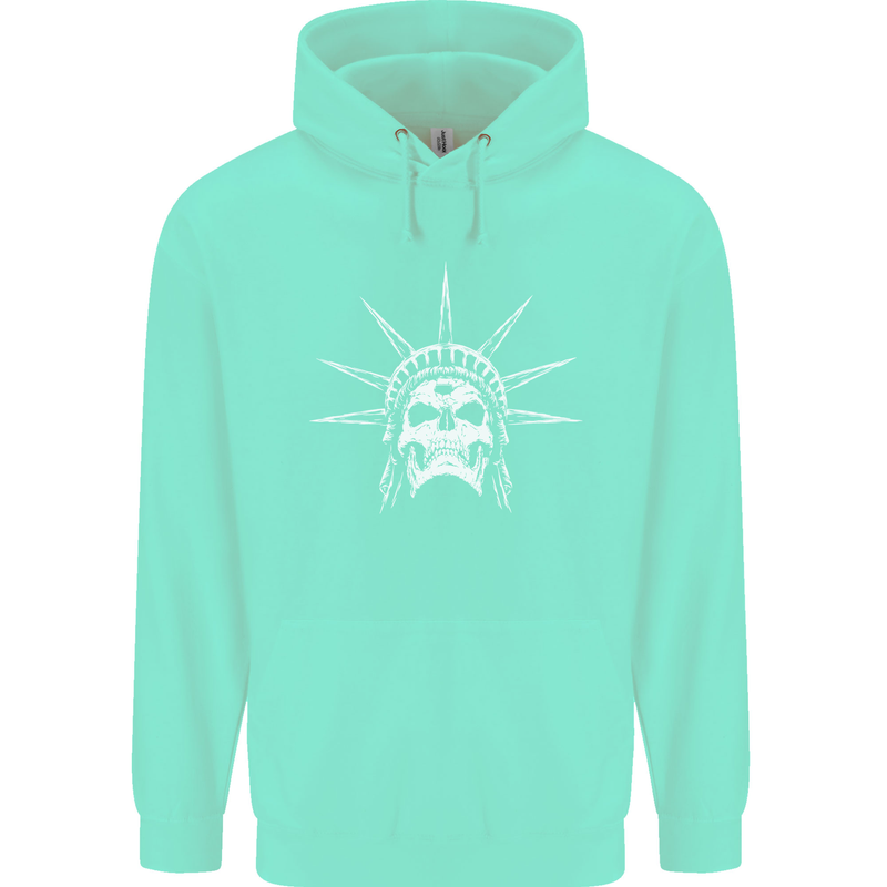 Statue of Liberty Skull USA Gothic Biker Mens 80% Cotton Hoodie Peppermint