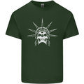 Statue of Liberty Skull USA Gothic Biker Mens Cotton T-Shirt Tee Top Forest Green