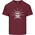 Statue of Liberty Skull USA Gothic Biker Mens Cotton T-Shirt Tee Top Maroon