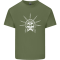 Statue of Liberty Skull USA Gothic Biker Mens Cotton T-Shirt Tee Top Military Green