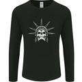 Statue of Liberty Skull USA Gothic Biker Mens Long Sleeve T-Shirt Black