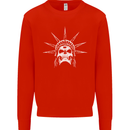 Statue of Liberty Skull USA Gothic Biker Mens Sweatshirt Jumper Bright Red