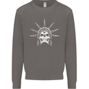 Statue of Liberty Skull USA Gothic Biker Mens Sweatshirt Jumper Charcoal