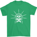 Statue of Liberty Skull USA Gothic Biker Mens T-Shirt Cotton Gildan Irish Green