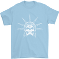 Statue of Liberty Skull USA Gothic Biker Mens T-Shirt Cotton Gildan Light Blue
