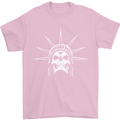 Statue of Liberty Skull USA Gothic Biker Mens T-Shirt Cotton Gildan Light Pink