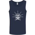 Statue of Liberty Skull USA Gothic Biker Mens Vest Tank Top Navy Blue