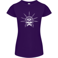 Statue of Liberty Skull USA Gothic Biker Womens Petite Cut T-Shirt Purple